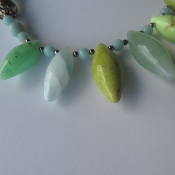 Chalcedony Turquoise Sterling Silver Spike Necklace - Picture 11 of 14